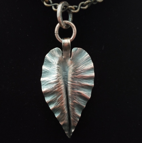 Solid Copper Handcrafted Leaf pendant. Boho - Picture 1 of 4